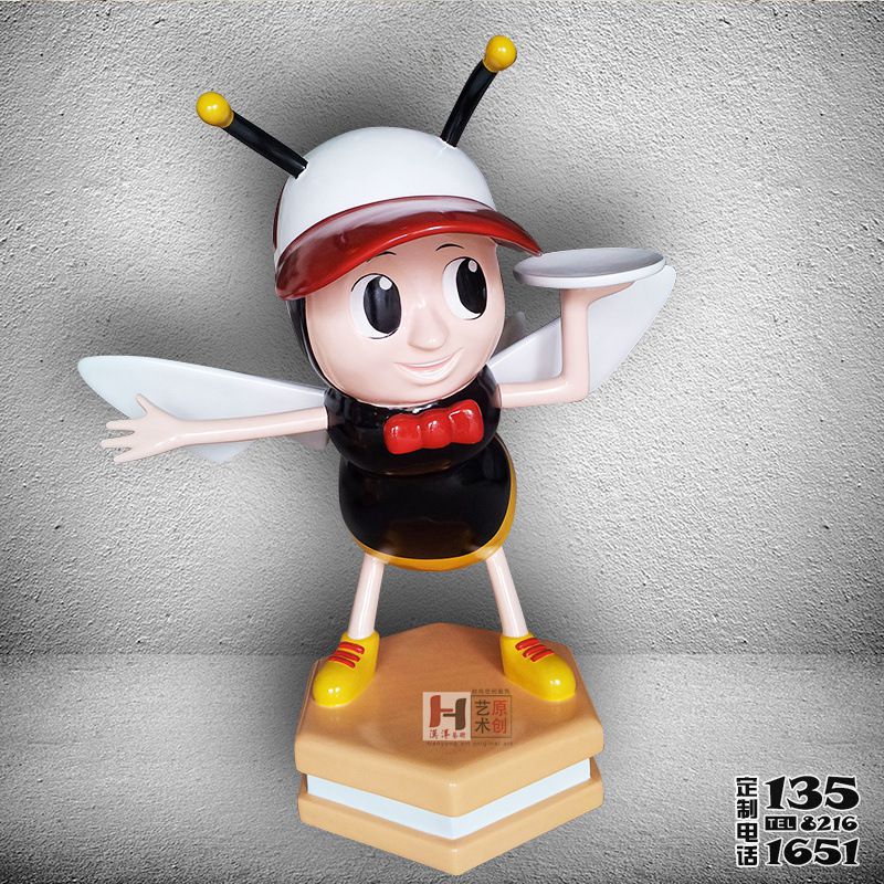 游樂(lè)園商場(chǎng)可愛卡通公仔玻璃鋼蜜蜂雕塑