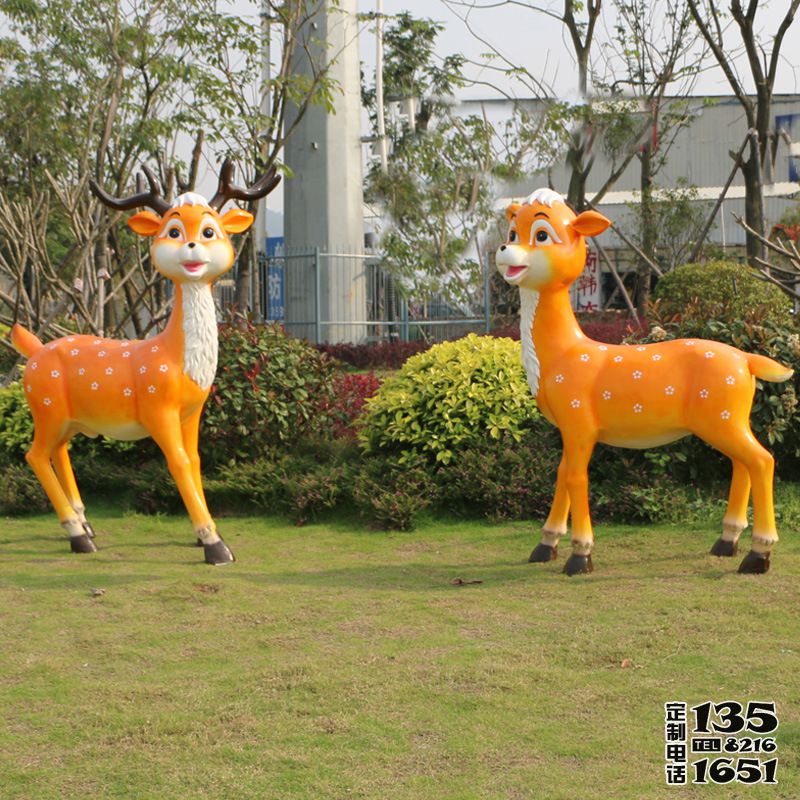 戶外園林景區玻璃鋼卡通梅花鹿雕塑 戶外園林景區玻璃鋼卡通梅花鹿雕塑