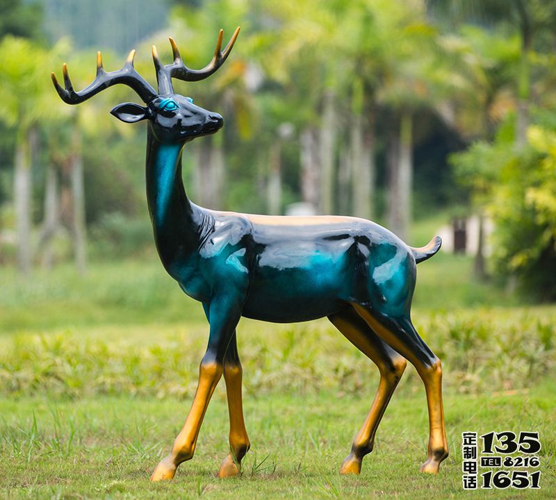 戶(hù)外大型仿真動(dòng)物景觀玻璃鋼彩繪梅花鹿雕塑 戶(hù)外大型仿真動(dòng)物景觀玻璃鋼彩繪梅花鹿雕塑